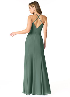 Azazie Carolina Brautjungfernkleider Meerjungfrau-Linie Gestreift Chiffon Kleid Seemoos image3