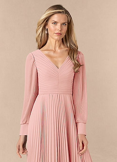Azazie Zina Mother of the Bride Dresses Rosette A-Line Pleated Chiffon Dress image5