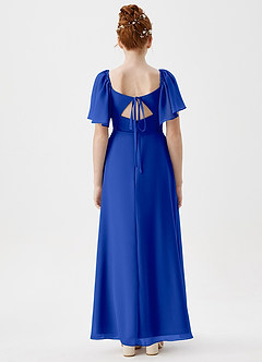 Azazie Chloe Junior Dusty Blue A-Line Sweetheart Neckline Chiffon Dress image2