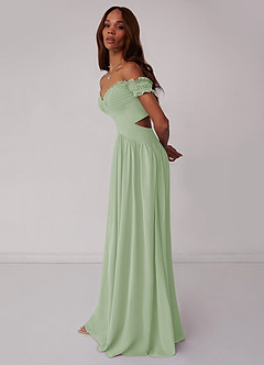 Barbie ♥ Azazie Bridesmaid Dresses Dropped Waist Cutout Chiffon A-line Dress image4