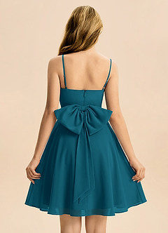 Azazie Bear Junior Ink Blue A-Line Pleated Chiffon Dress image2