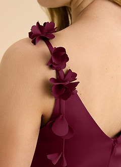 Azazie Gumdrop Junior Mulberry Empire Pleated Stretch Satin Dress image8