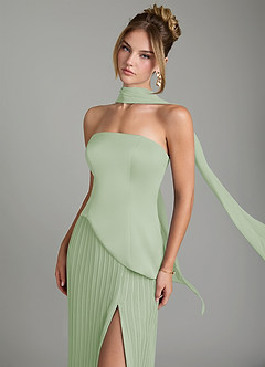Azazie Tierney Bridesmaid Dresses Dusty Sage A-Line Strapless Chiffon Convertible Dress image7