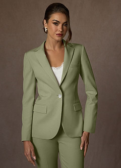 front Kennedy Pistachio Structured Stretch Pants Suit