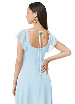 Azazie Bondi Bridesmaid Dresses Sky Blue A-Line Ruched Chiffon Dress image2