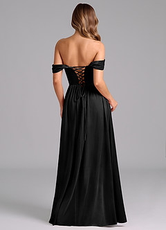Azazie Hattie Bridesmaid Dresses Black A-Line Ruched Velvet Dress image6