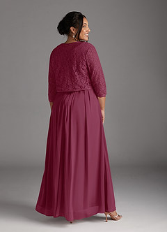 Azazie Ainsling Mother of the Bride Dresses Mulberry A-Line Square Neckline Lace Chiffon Dress image17