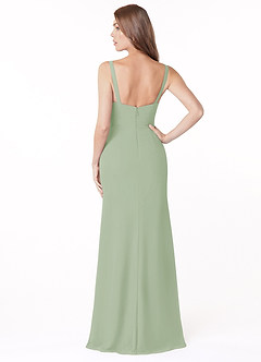 Azazie Salma Brautjungfernkleider Etui Seitliche Cut-Outs Chiffon Kleid Staubiger Salbeigrün image2