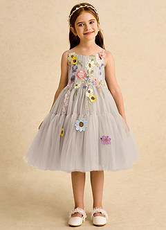 Azazie Osea Flower Girl Dresses Frost Ball-Gown Pleated Tulle Dress image7