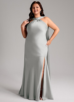 Azazie Kinsley 신부 들러리 드레스 인어 사이드 슬릿 스트레치 새틴 바닥 길이 드레스 image11