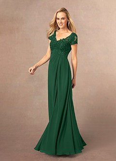 Azazie Jetta Mother of the Bride Dresses Dark Green A-Line Sequins Chiffon Dress image2