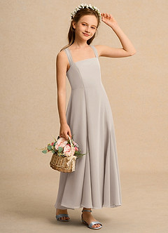 Azazie Tater Junior Formal vestidos de niña de las flores Vestido de Escarcha de Gasa de Corte En A con Plisado image3