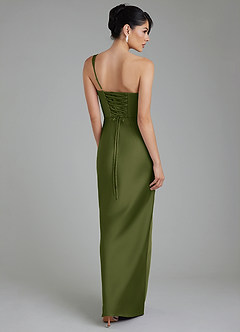 Azazie Sabrina Bridesmaid Dresses Bright Olive Mermaid Corset Stretch Satin Dress image3