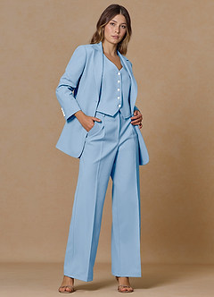 front Rowan Azul Cielo Pantalones de rendimiento de tejido refinado