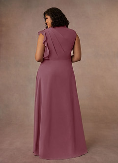 Azazie Narine vestidos de madre de la novia Vestido de Malva Vintage de Gasa de Corte En A con Cuello alto plisado image14