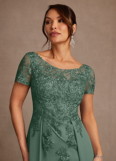 Azazie Alva vestidos de madre de la novia Vestido de Eucalipto de Encaje de Corte en A image6