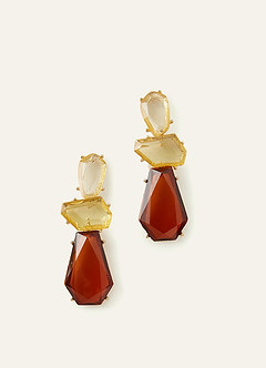 front Geometric Gemstone Statement Drop Earrings