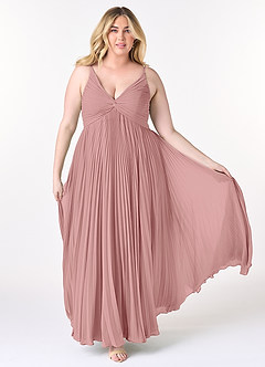 Azazie Raychelle Brautjungfernkleider A-Linie V-Hals Chiffon Kleid Altrosa image7