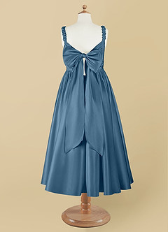 Azazie Cutie Pie Flower Girl Dresses Bermuda A-Line Pleated Matte Satin Dress image8