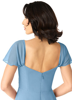 Azazie Tancie Vestidos de damas de honor Vestido de Azul Acero de Gasa de Corte en A Convertible con Vestidos sin tirantes image5