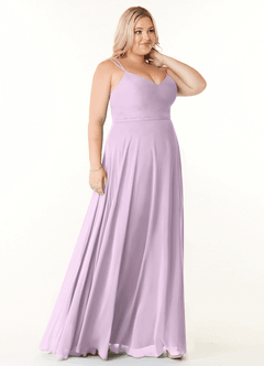 Azazie Janine Jurken voor bruidsmeisjes Jurk van Chiffon met A-Lijn V-hals Frosted Lila image8