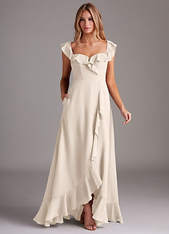 Azazie Lyra Bridesmaid Dresses White Alabaster A-Line Chiffon Convertible Dress image3