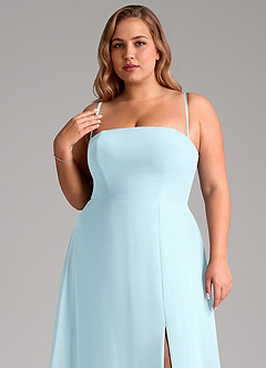 Azazie Wren Bridesmaid Dresses Cloud Blue A-Line Side Slit Chiffon Convertible Dress image10
