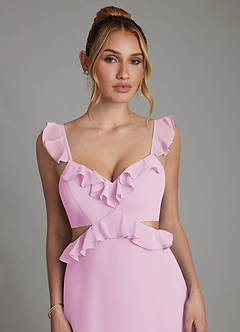 Azazie Malaya Bridesmaid Dresses Candy Pink A-Line Corset Chiffon Dress image3