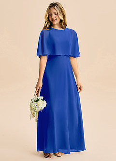 Azazie Maris Junior Abito A-Line in Chiffon Blu Reale image6
