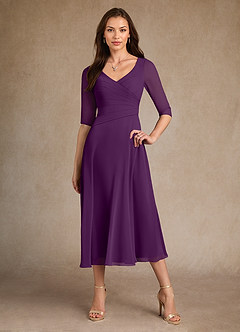 Azazie Durant Mother of the Bride Dresses Grape A-Line Pleated Chiffon Dress image4