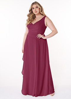 Azazie Kori Final Sale Mulberry A-Line Pleated Chiffon Dress image8