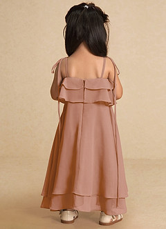 Azazie Temi Blumenmädchenkleider A-Linie Spaghetti Riemen Chiffon Kleid Champagner Rosa image9