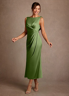 Azazie Mazhe Mother of the Bride Dresses Juniper A-Line Pleated Stretch Satin Dress image3