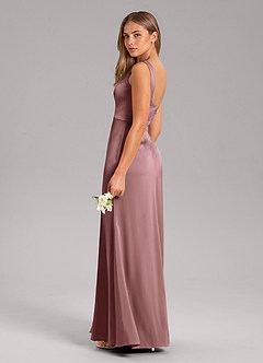Azazie Frostine Bridesmaid Dresses Vintage Mauve A-Line Bow Stretch Satin Dress image7