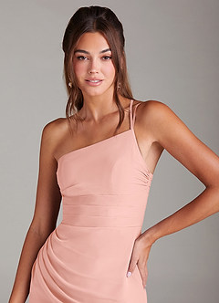 Azazie Eren 신부 들러리 드레스 인어 한쪽 어깨 쉬폰 발목 길이 드레스 image6