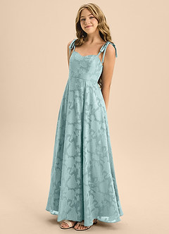 Azazie Rosey Junior Mist A-Line Sweetheart Neckline Floral Burnout Dress image1