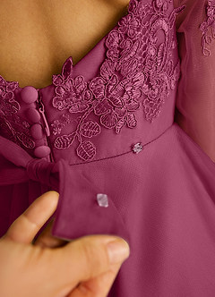 Azazie Precious Robe Demoiselle D'honneur Fillette Robe Trapèze en Tulle Dentelle Mûre image6