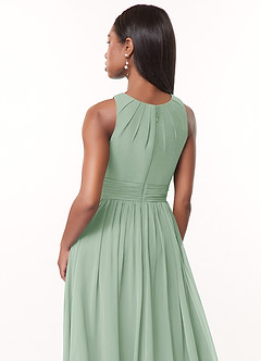 Azazie Harper Robes de demoiselle d'honneur Robe Trapèze en Mousseline de soie Plissée Agave image4