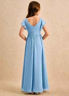 Azazie Milly Girls Formal Flower Girl Dresses Powder Blue A-Line Pleated Chiffon Dress image2