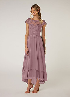 Azazie Shonda Mother of the Bride Dresses Dusty Rose Lace Chiffon Dress image3