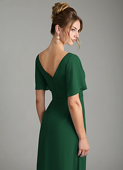 Azazie Ambrosia Vestidos de damas de honor Vestido de Verde Oscuro de Gasa de Corte en A con Plisado image7