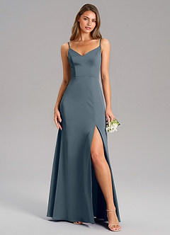 Azazie Talina Brautjungfernkleider A-Linie Stretch-Satin Kleid Zwielichtviolett image5