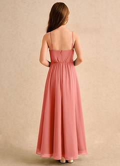Azazie Twilight Dance Girls Formal Flower Girl Dresses Salmon Pink A-Line Pleated Chiffon Dress image2