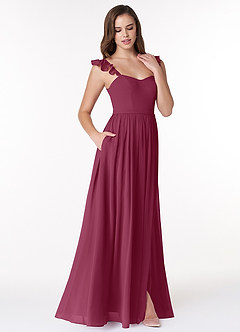 Azazie Metz Bridesmaid Dresses Mulberry A-Line Sweetheart Ruched Chiffon Dress image3