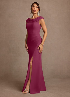 Azazie Irvine Mère de la mariée Robes Robe Trapèze en Mousseline de soie Plissée Mûre image4