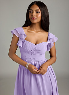 Azazie Anaya Vestidos de damas de honor Vestido de Lila de Gasa de Corte en A con Plisado image6