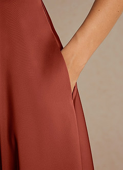 Azazie Niles Mère de la mariée Robes Robe Trapèze en Satin extensible Traînes Terracotta image9