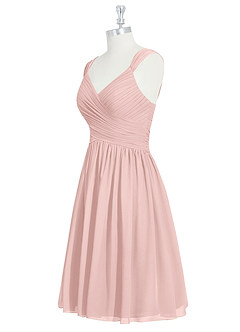 Azazie Angie Abiti da Damigella Abito A-Line in Chiffon Corsetto Rosa Cipria image9