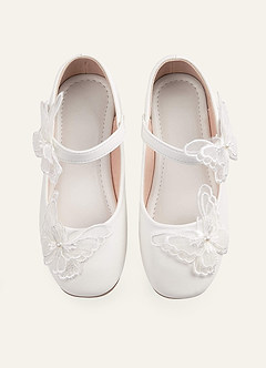 front Butterfly And Pearl Girl's Flat Shoes