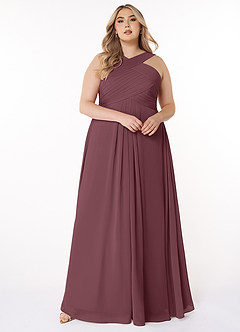 Azazie Kaleigh Bridesmaid Dresses Sangria A-Line Pleated Chiffon Dress image7